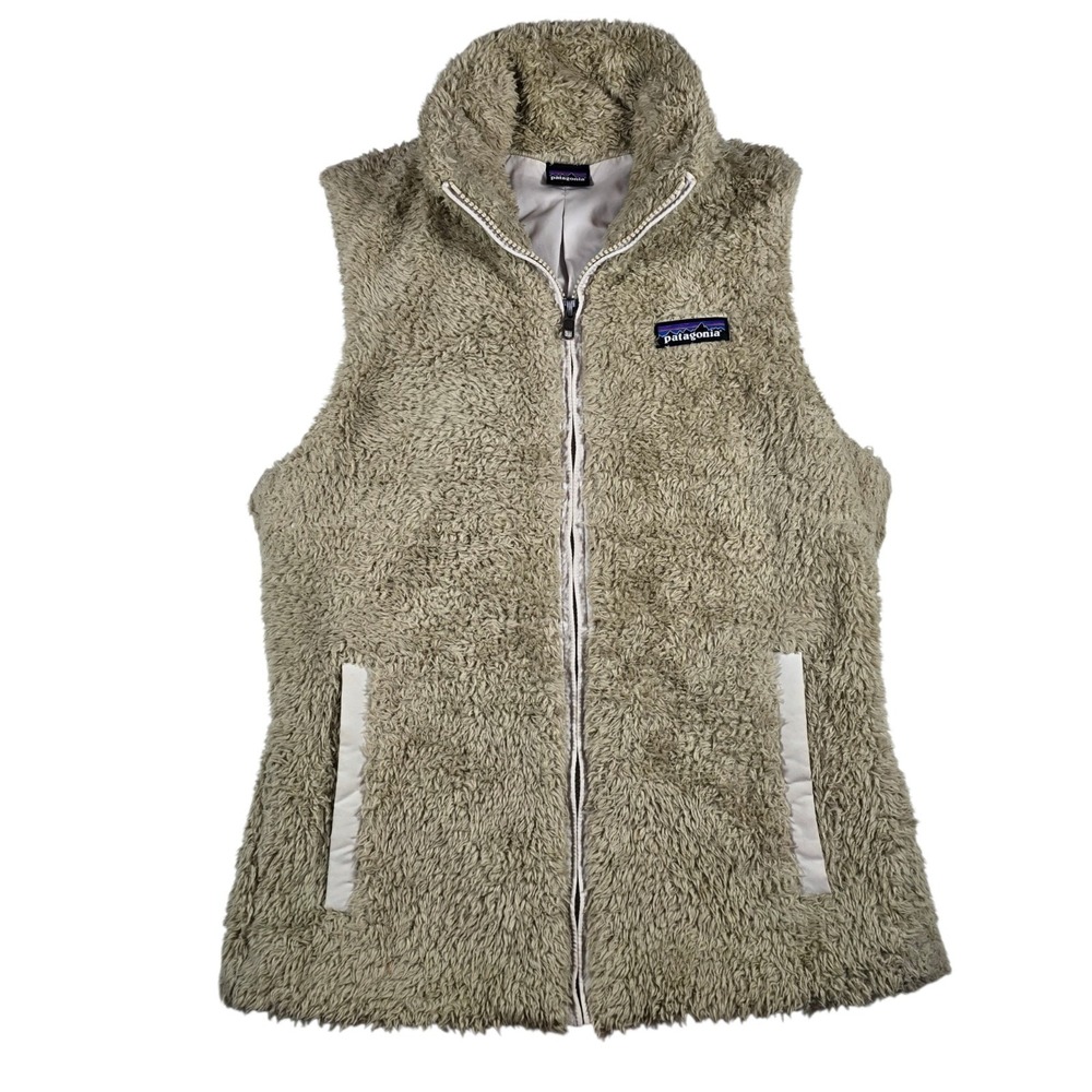 Patagonia Los Gatos Beige Deep Pile Sherpa Full Zip Vest Women's S NO SIZE TAG